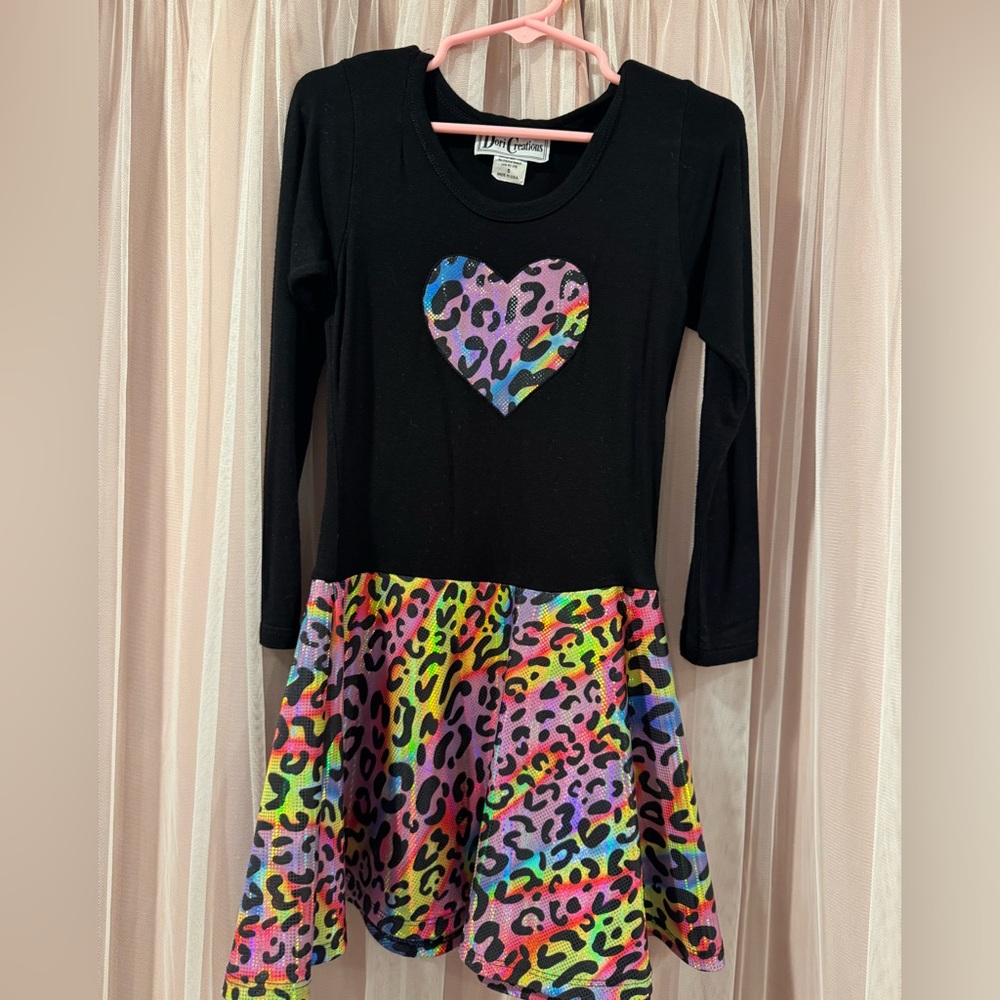 Black Dress with Colorful Leopard Print Heart
